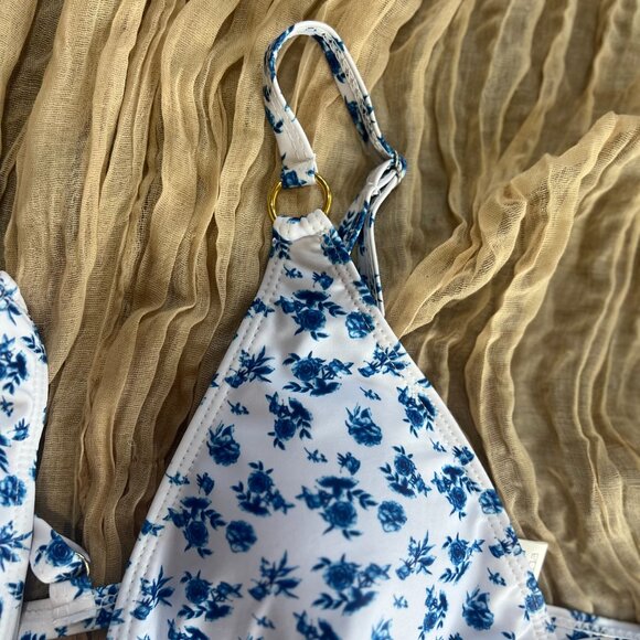 SHENHE Women's 2 Piece Floral High Cut Ring Linked Triangle Bikini Swimsuit Bath - Picture 6 of 13